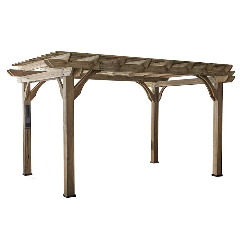 Backyard Discovery Somerville 14x10' Cedar Wood Pergola, Trellis Roof
