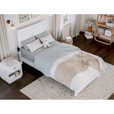 Classic Twin Bed Frame with Footboard - White Finish, Elegant Bedroom Furniture