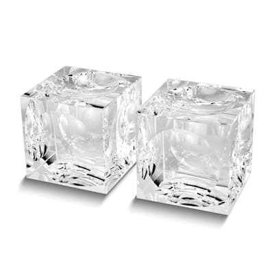 Curata Set of 2 Crystal Glass Cube Bookends