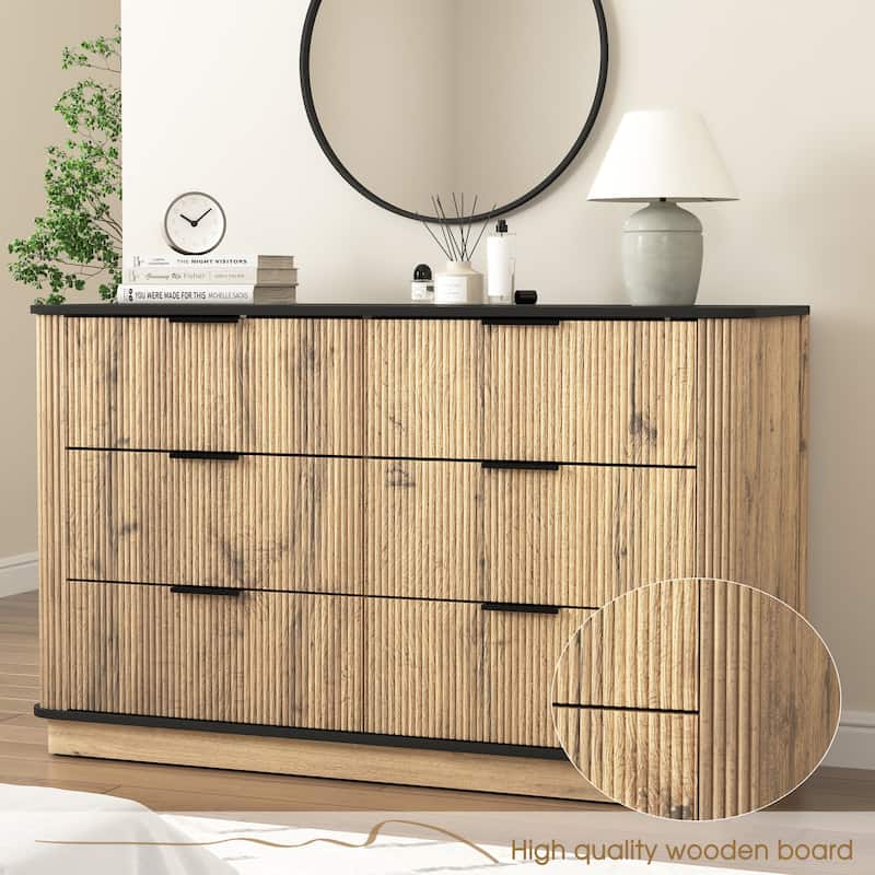 Six-Drawer Armoires, Storage Cabinet with Rounded Metal Corners, Accent Cabinet with Smooth-Glide Drawers