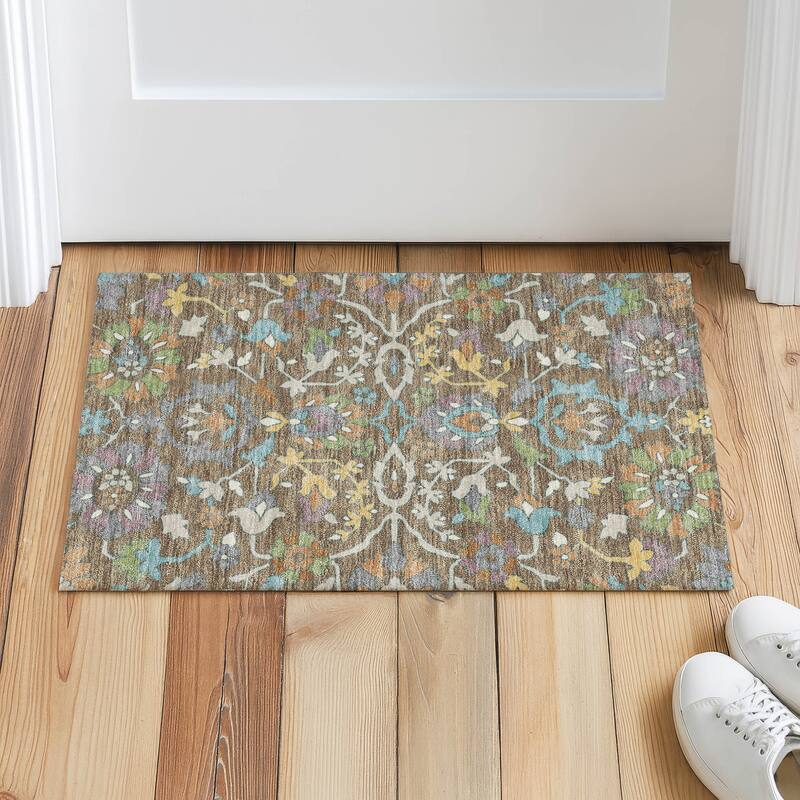 Machine Washable Indoor/ Outdoor Traditional Blanca Chantille Rug