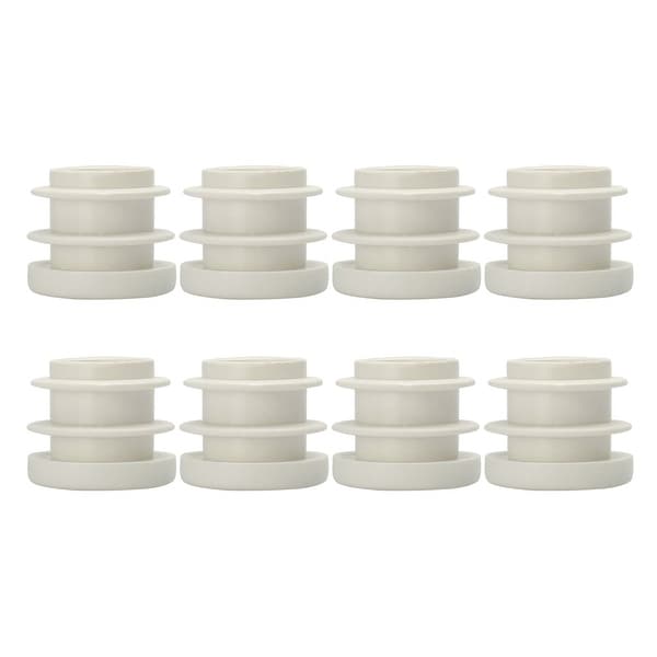 5/8" 16mm OD Plastic Round Ribbed Tube Insert Pipe Tubing End Covers Caps White 8pcs