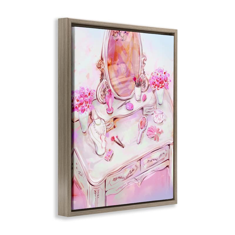 Stupell Pastel Pink Vanity View Framed Floater Canvas Wall Art Design By Ziwei Li