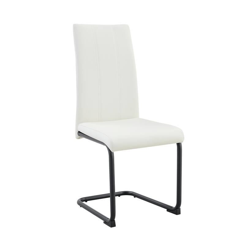 4-Pack PU Upholstered Dining Chairs - Modern Kitchen Side Chairs with Sturdy Black Powder-Coated Metal Tube Legs