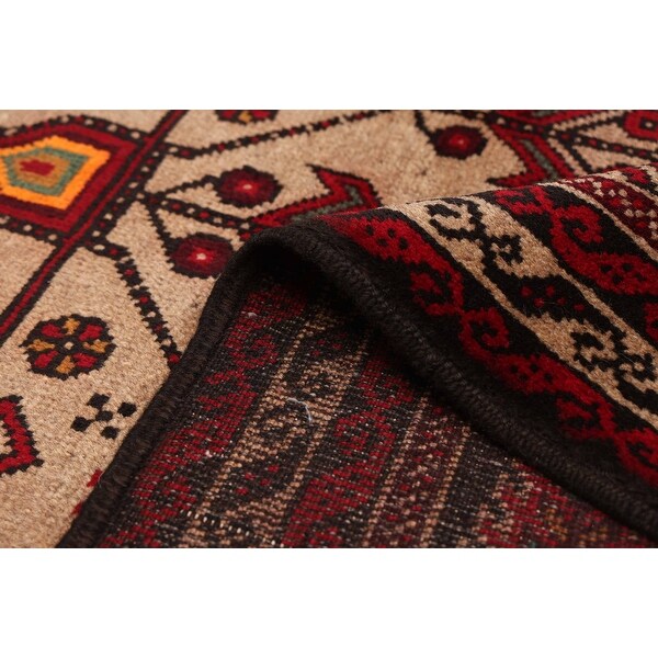 ECARPETGALLERY Hand-knotted Baluch Tan Wool Rug - 3'5 x 5'11 - Bed