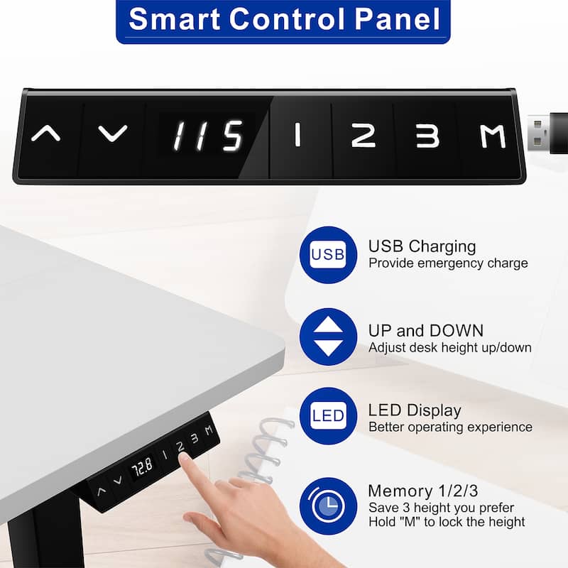 Futzca Height Adjustable Electric Standing Desk Sit Stand Computer Stand up Desk with Splice Board