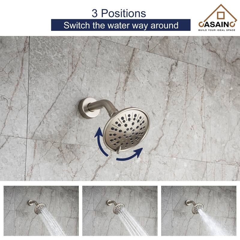 Single Handle 3-Spray Wall Mount 1.8 GPM Fixed Shower Head with Pressure Balanced Valve - 4.84" x 4.84"