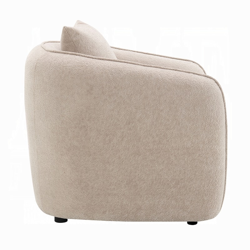 Keina Accent Armchair, Modern Beige Chenille, 1 Plush Back Pillow