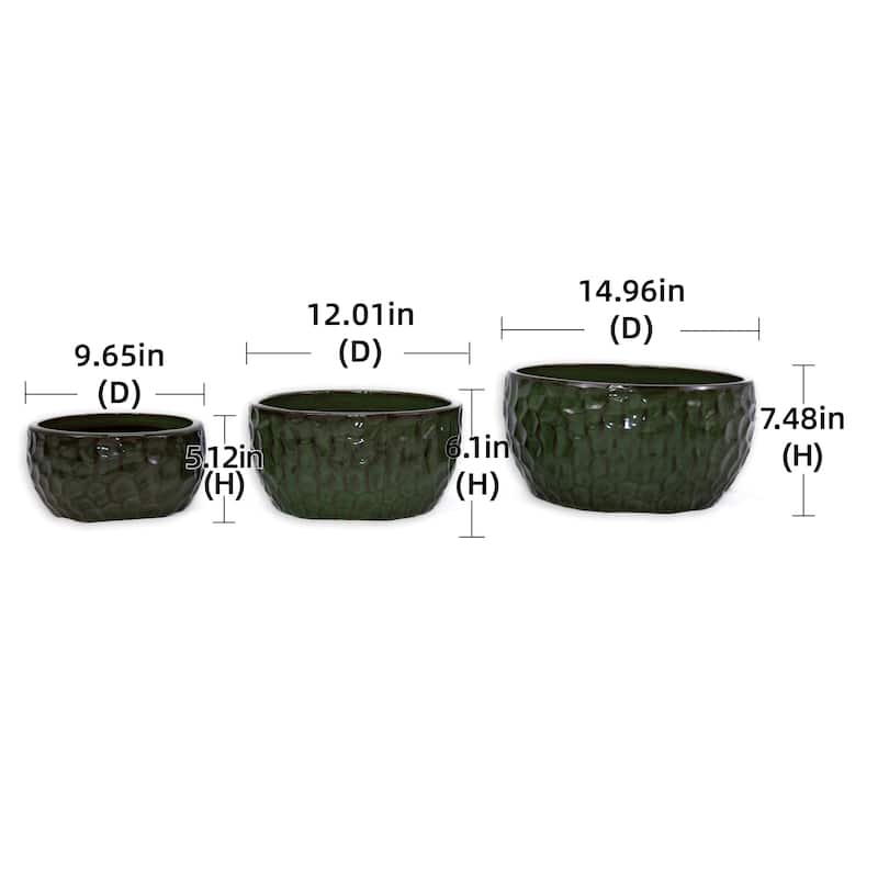 3 Pieces Ceramic Planter Pot, Modern Indoor Outdoor Flowerpot for Patio, Garden, or Windowsills