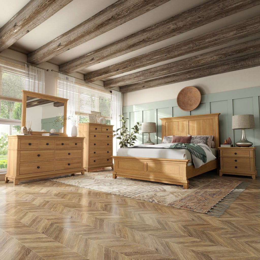 Furniture of America Wellington Farmhouse Natural Oak 6-Piece Wood Kids Bedroom Set
