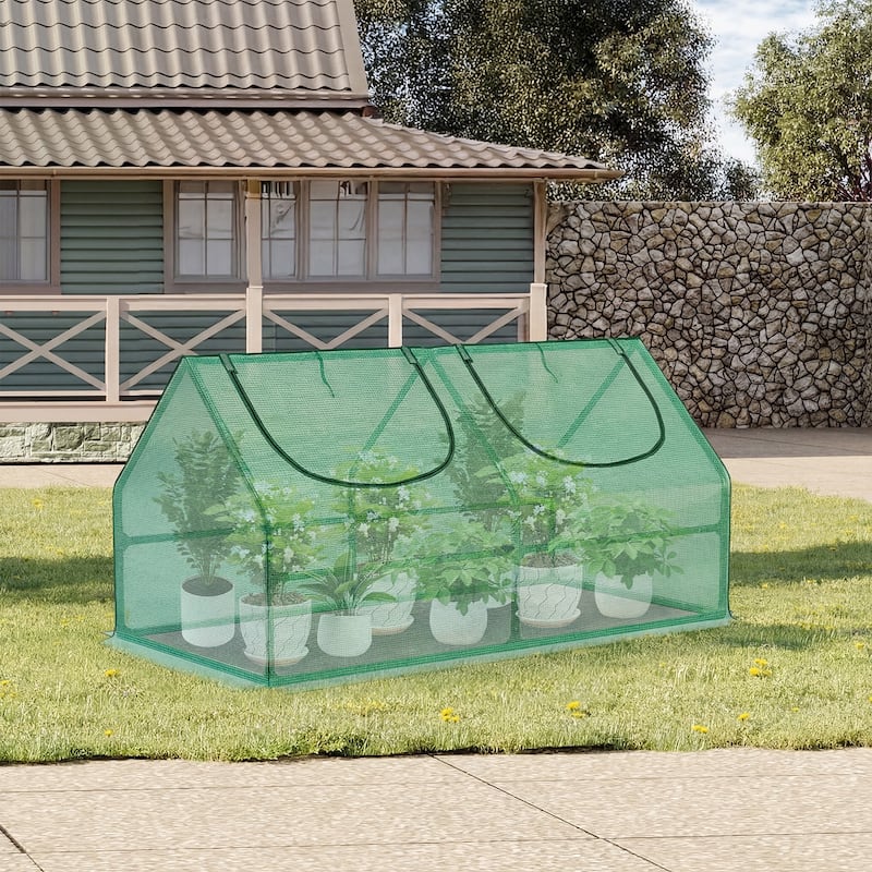 Aoodor 4 ft. x 2 ft. x 2 ft. Mini Greenhouse 2 Zipper Doors - 4'x2'x2'-PE Cover