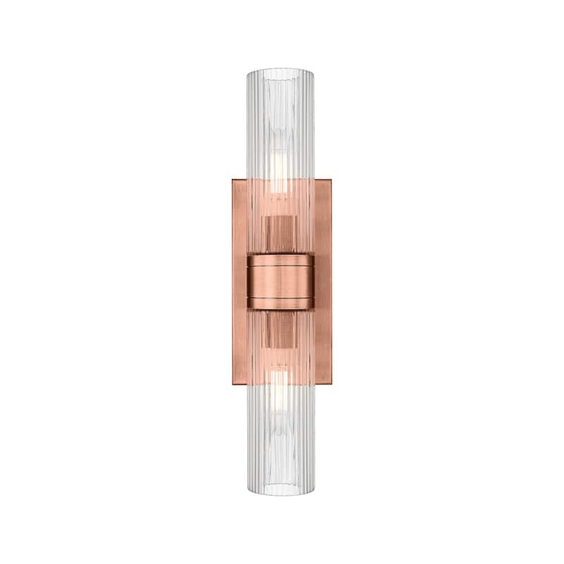 Innovations Lighting Ballston Urban - 2 Light 8" Wall-Mounted Bath Vanity Light - Striped Clear/Antique Copper