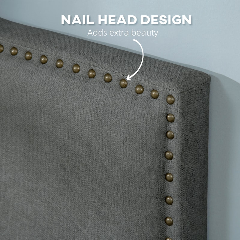 HOMCOM Upholstered Headboard, Bedhead Board with Nail Head Trim, Home Bedroom Decoration for 58.25'' Bed