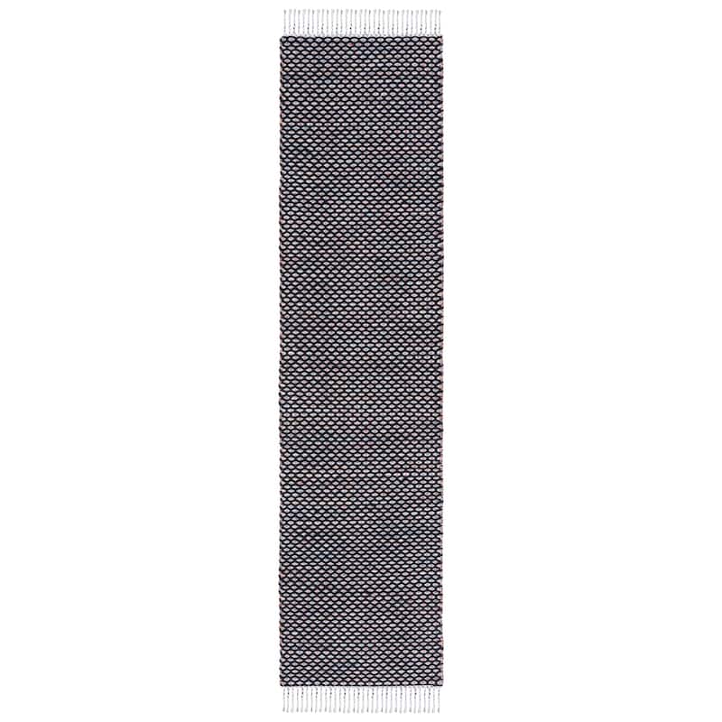 SAFAVIEH Handmade Montauk Wakely Casual Rug - 2'3" x 9' Runner - Black/Ivory