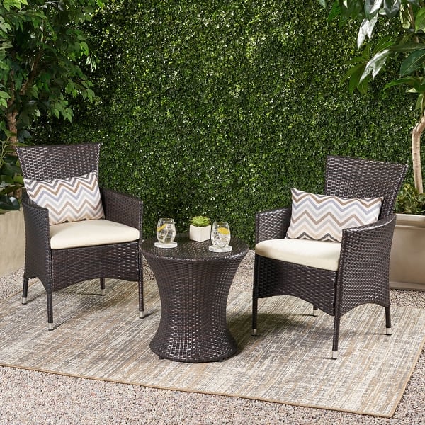 slide 2 of 25, Christopher Knight Home 3-Piece Outdoor Wicker Chat Set with Cushions - N/A