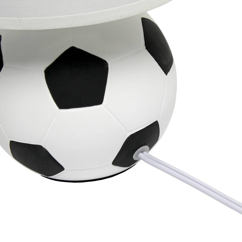 10.7 in. White and Black Finish Soccer Ball Table Lamp with White Shade, Sturdy Table Lamp for Living Rooms and Bedrooms