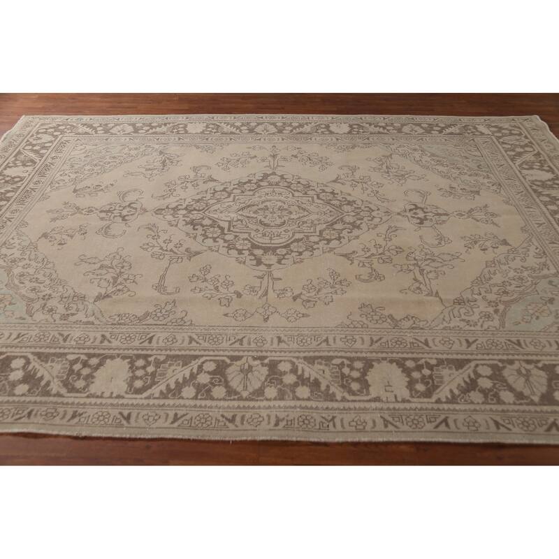 Traditional Tabriz Persian Vintage Area Rug Handmade Wool Carpet - 8'0"x 10'10"