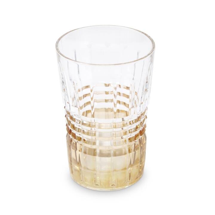 Liscio Ottico - Elegant Set of 6 Glass Glasses with Amber Shade on Bottom - Highball - Clear/Amber