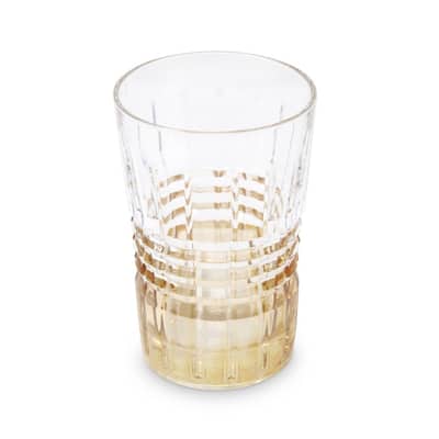 Liscio Ottico - Elegant Set of 6 Glass Glasses with Amber Shade on Bottom