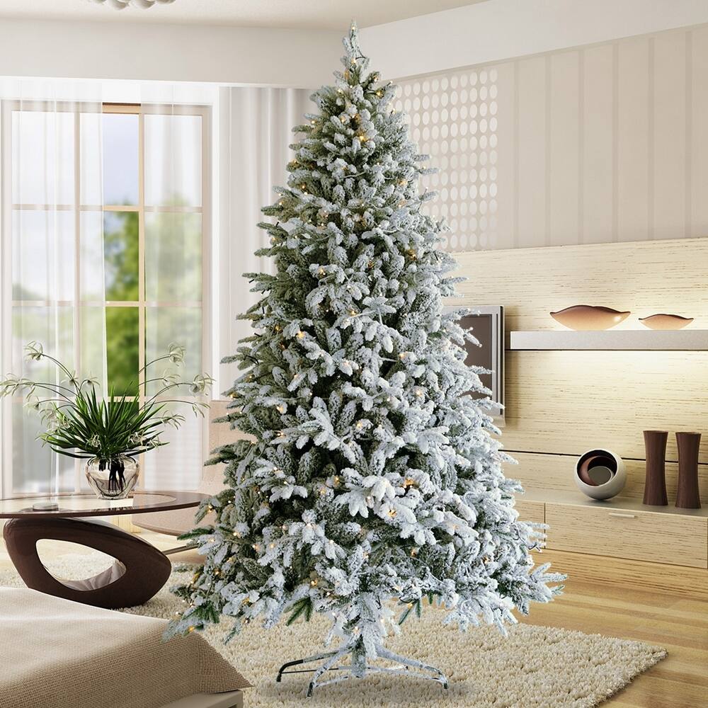 Snow Flocked Christmas Tree 7ft Artificial Hinged Pine Tree