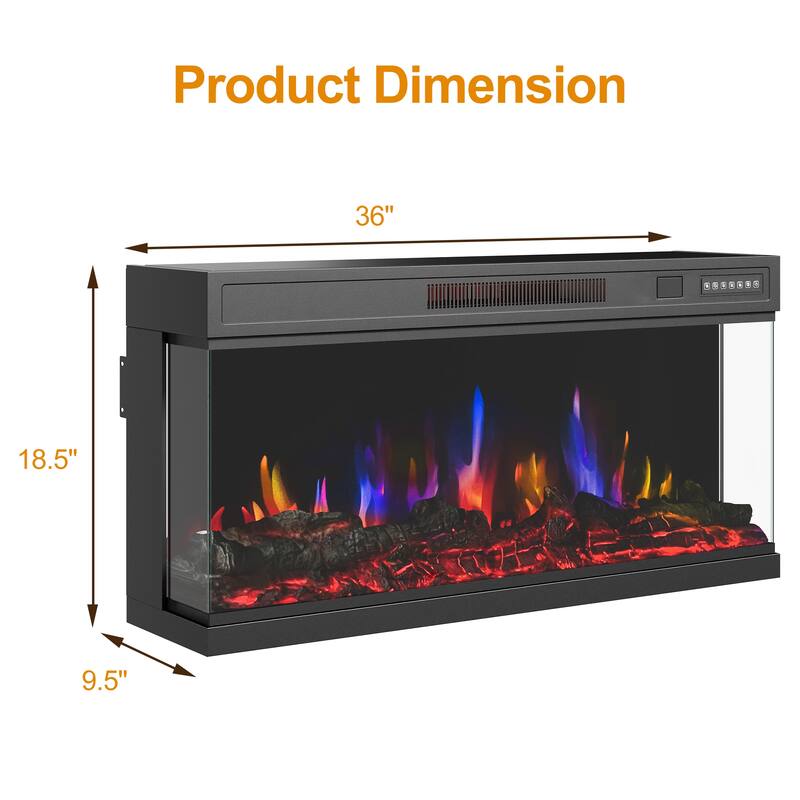 36'' Electric Fireplace with Remote Control
