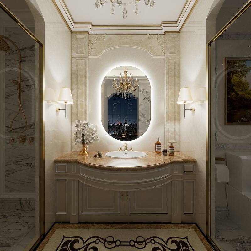 UL Certified Oval LED Lighted Anti-fog Wall Bathroom Vanity Mirror