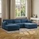 preview thumbnail 2 of 147, Corduroy Upholstered Modular Sectional Sofa for Living Room NAVY 5-PIECE