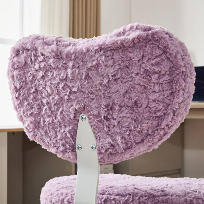 Rossetta Cute Fluffy Design Criss Cross Desk Chair with Lumbar Support and 360-Degree Swivel Footstool