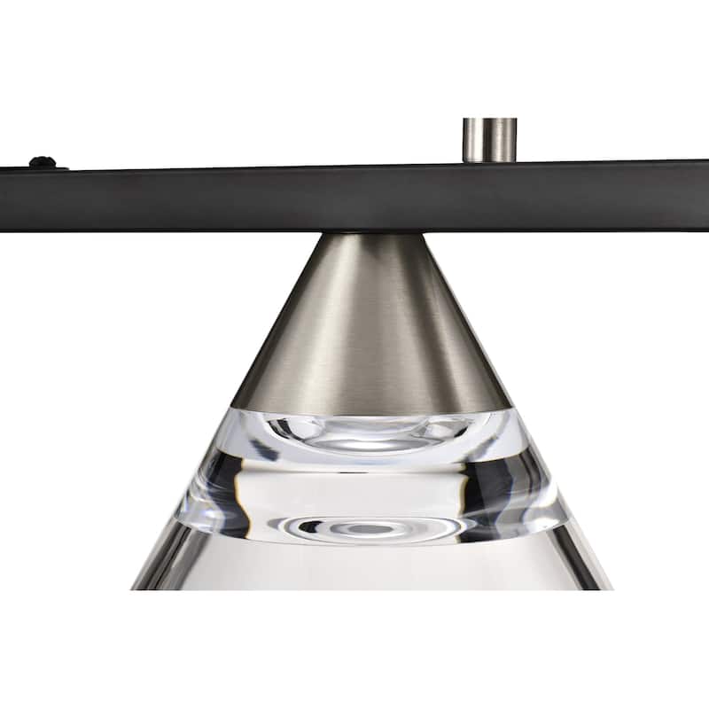 4-Light Matte Black and Brushed Nickel Kitchen Island Light with Acrylic Shades - Matte Black and Brushed Nickel