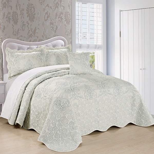 4 Piece Queen Bed Brocade Embroidery Bedspread Set Bed Bath & Beyond