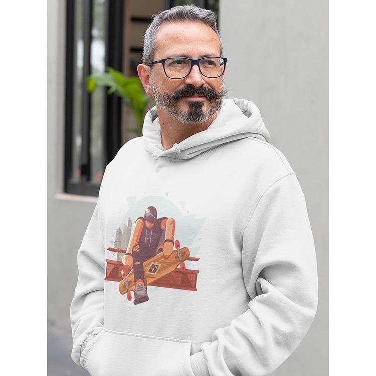 Skaterboy With Long Board Hoodie Men's -Image by Shutterstock