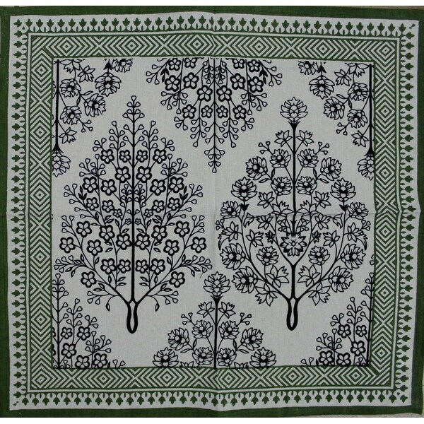 Cotton French Country Floral Tablecloth Square 72x72 Inches Napkins Black Green 