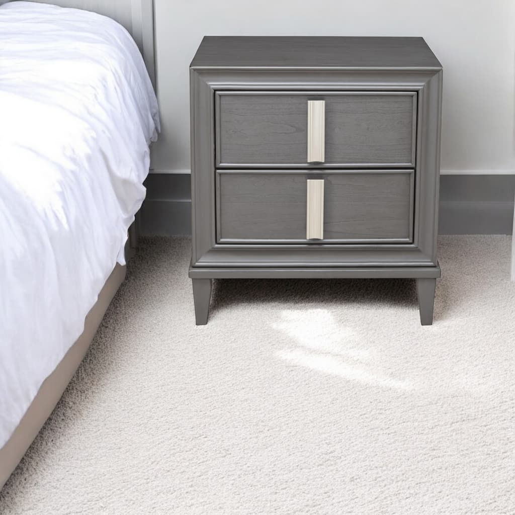 HomeRoots 29" Dark Gray Wood and Solid Wood Two Drawer Nightstand