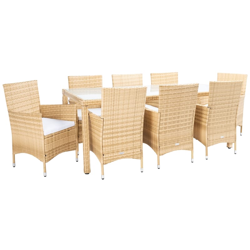 SAFAVIEH Outdoor Lianna 9-Piece Wicker Dining Set - 75Wx35Dx29H