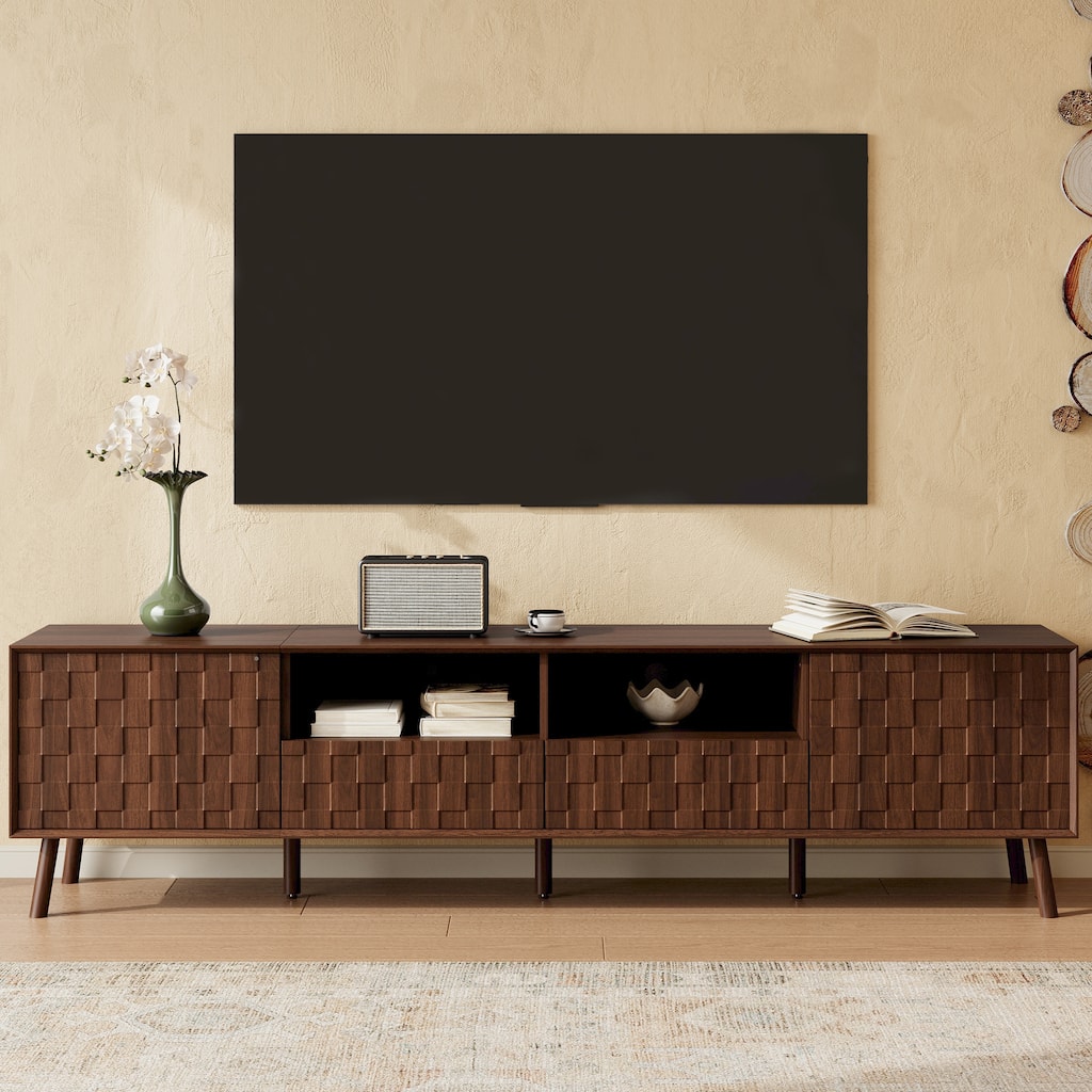 Modern 78 Inch TV Stand for 85" TVs, Entertainment Center with Solid Wood Legs, Drawers & Cable Management