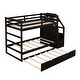 preview thumbnail 5 of 31, Wooden Twin over Twin Bunk Bed Frame with Twin Size Trundle Bed Frame, Storage Stairs and Guardrails for Kids, Teens
