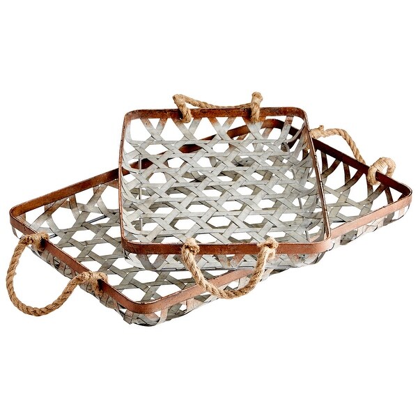 Cyan Design 09850 Prismo 2 Piece Metal Tray Set - Galvanized / Copper