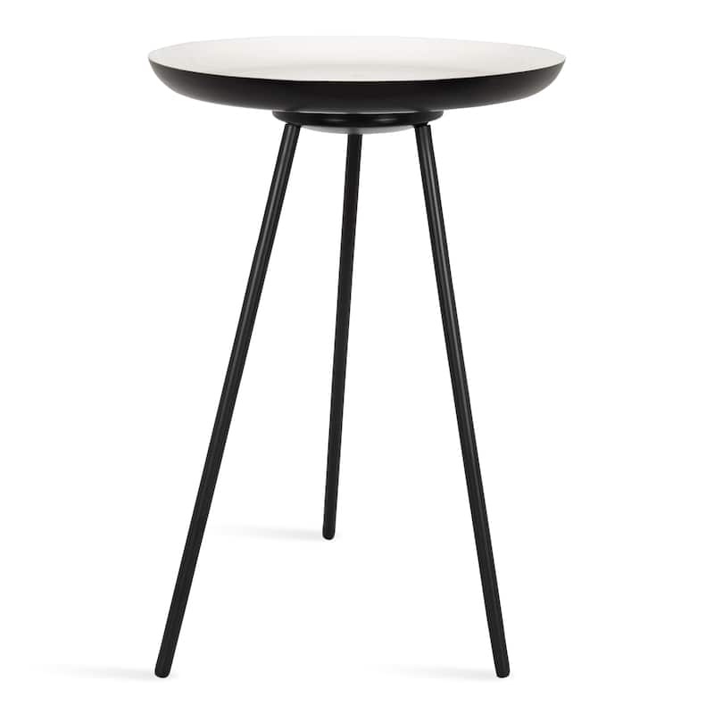 Kate and Laurel Laranya Round Metal Side Table - 15x15x22.5 - Black/White