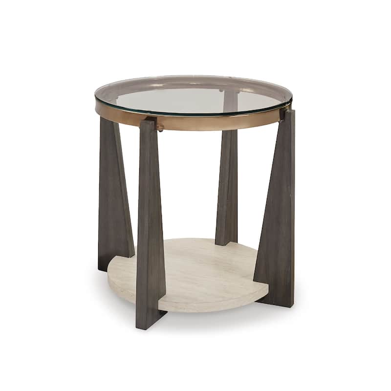 Signature Design by Ashley Frazwa Brown/Beige End Table - 26"W x 26"D x 24"H