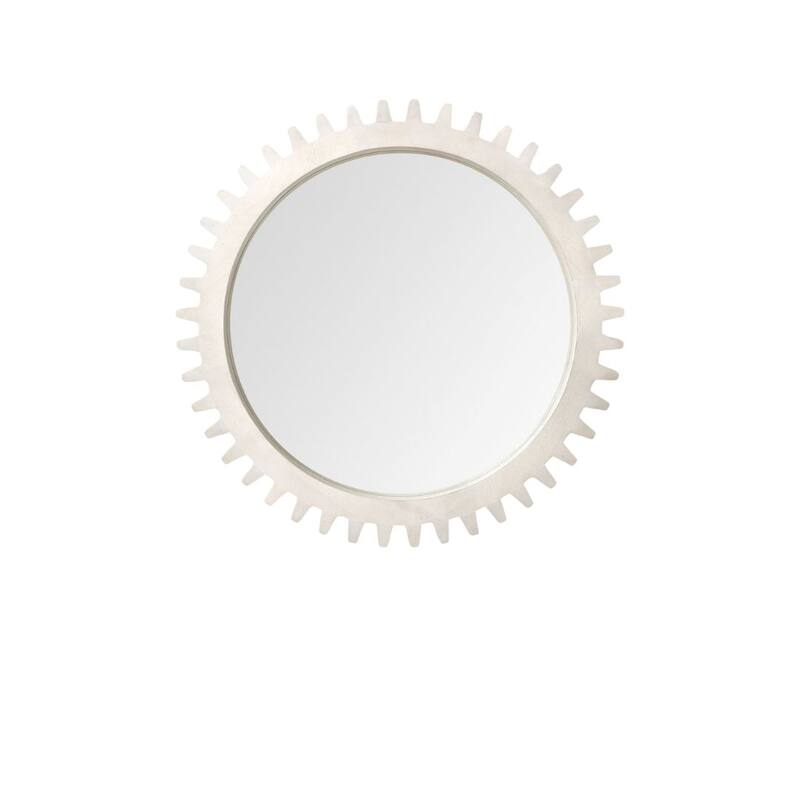 HomeRoots 36" White Abstract Wood Framed Accent Mirror - 35.5' X '35.5' X '3.5