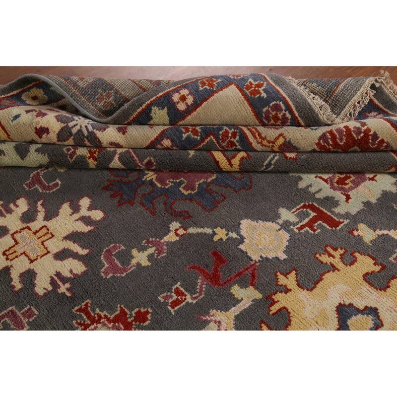 All-Over Grey Oushak Oriental Area Rug Handmade Wool Carpet - 8'11"x 11'10"
