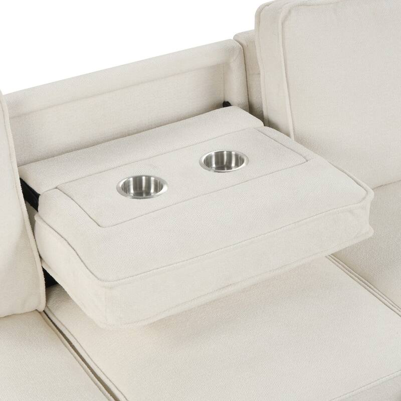 95" Convertible Sectional Sofa with Storage Chaise and Pull-Down Backrest