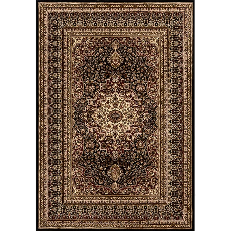 Persian Collection Black Traditional Area Rug - 6'9'' X 9'6'' - Black