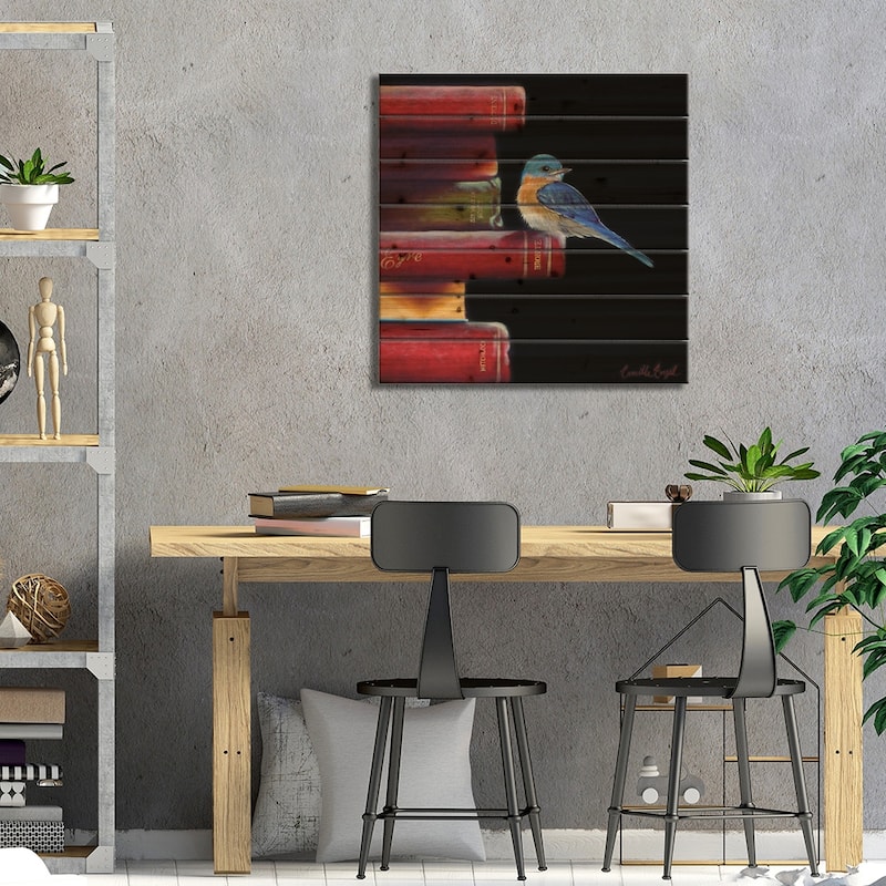 Got Book Worms?  Print On Wood by Camille Engel - Multi-Color