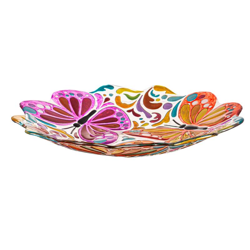 18" Sculpted Edge Butterfly Glass Bird Bath
