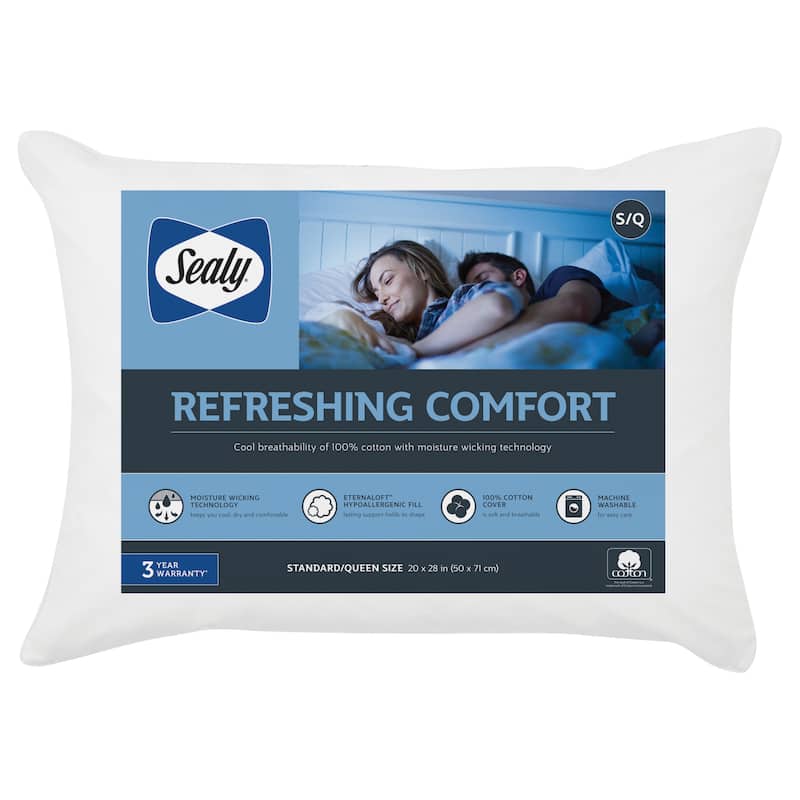 Sealy Moisture Wicking Cotton Pillow - White