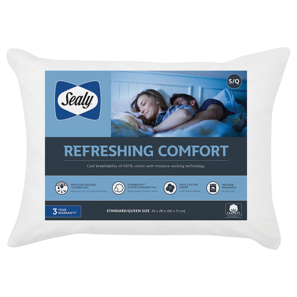 Sealy Moisture Wicking Cotton Pillow - White