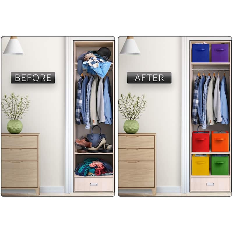 Sorbus Fabric Storage Bins 13" Foldable Cubes With Handles For Pantry, Cubbies, Toy And Closet Shelving Organization - 6Pk