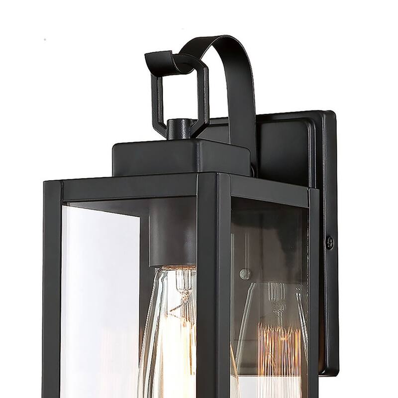 2/4 Pack 1-Light Outdoor Black Steel Wall Sconce with Clear Glass