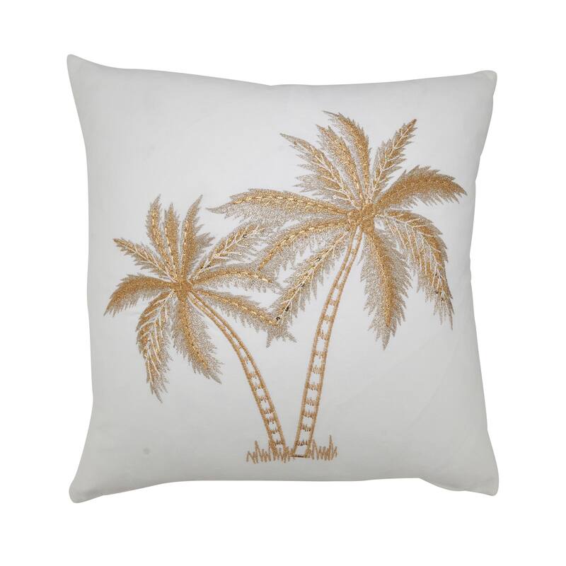 Palm Trees Throw Pillow - 18"x18" - Polyester - Gold